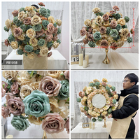 Grande Composition Florale Artificielle Réaliste en Tissu Blanc pour Centre de Table de Mariage, Décoration de Noël et du Nouvel An