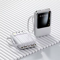 Banco de Energía Portátil OEM con Logotipo Personalizado, 10000mAh, Cargador Rápido de 10W, 4 Cables Integrados, Pantalla LED Digital, Mini Estación de Energía