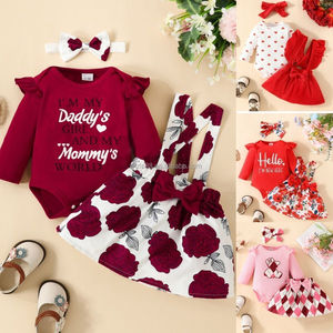 Newborn <strong>Baby</strong> Girls Clothes 3Pcs Infant <strong>Ruffled</strong> Long Short Sleeve Romper <strong>Pants</strong> Dress Set Outfits