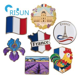 Fabrication métal émail personnalisé France broche broche carte française personnalisée épinglette insigne France drapeau national français épingles - Product Image 1