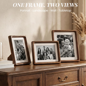 Picture <b>Frame</b> Wood Walnut Wooden Photo <b>Frames</b> with Tempered Glass for Hanging or Tabletop Displaying Horizontally or Vertically - Product Image 3
