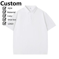 Polos de manga corta con logotipo personalizado al por mayor, 250g/m², 100% algodón, polos con hombros caídos, polos impresos en 3D personalizados