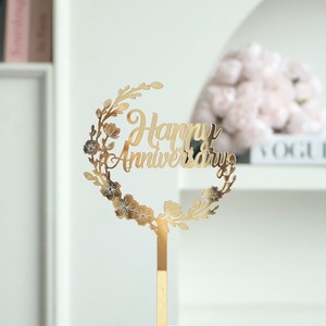 Décoration de gâteau d'<span class=keywords><strong>anniversaire</strong></span> élégante en acrylique en forme de fleur pour célébration d'<span class=keywords><strong>anniversaire</strong></span>, décoration de fête, inscription Joyeux <span class=keywords><strong>anniversaire</strong></span>, idée cadeau romantique - Product Image 5
