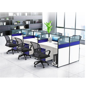 Muebles de oficina de diseño moderno, escritorio de oficina con pantalla de partición de aleación de aluminio, vidrio templado, blanco, más nuevo - Product Image 5