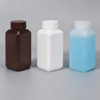 Bouteille carrée en plastique pour réactifs, flacon en plastique pour liquides, pilules, conteneur d'échantillons de laboratoire avec bouchon à vis