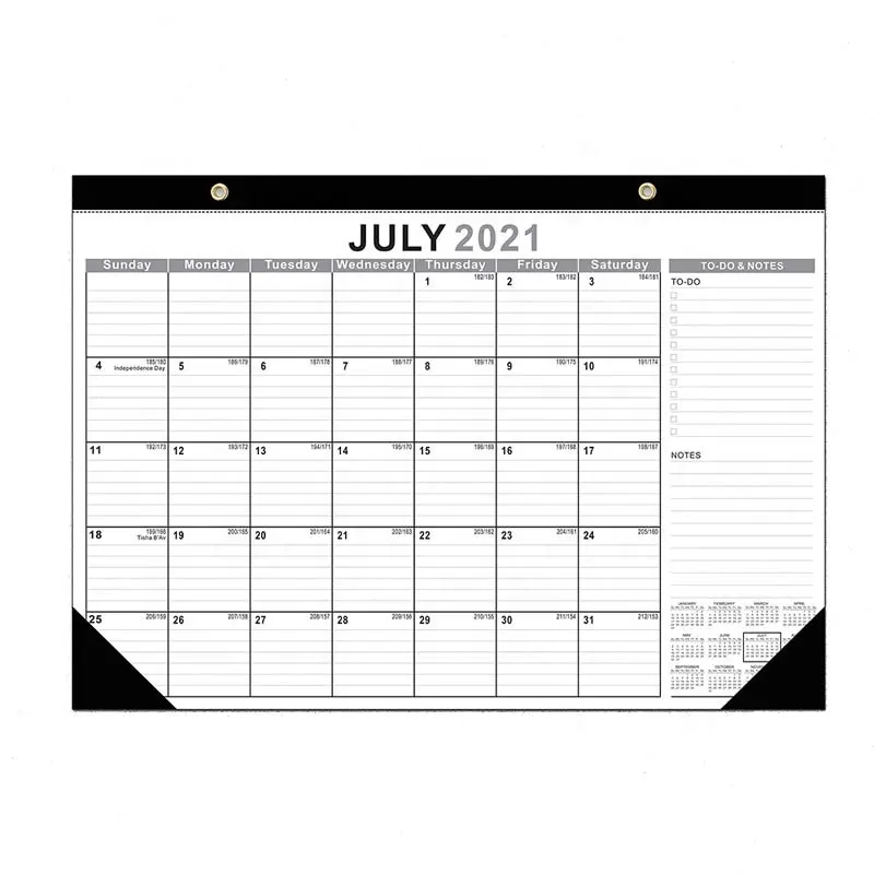 Calendario para vacaciones en Estados Unidos, horario de Cuenta atrás 365, negro, Simple, inglés, 2022