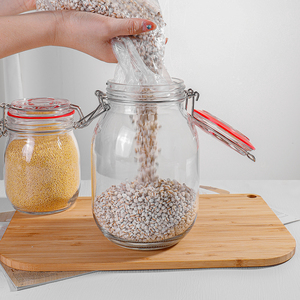 Jinghuang OEM/ODM Thủy Tinh Thủy Tinh Container Nhà Bếp Hộ Gia Đình Hàng Khô Thực Phẩm Lưu Trữ Nắp Niêm Phong Đồ Ăn Nhẹ Tùy Chỉnh Favs <span class=keywords><strong>Weck</strong></span> <span class=keywords><strong>Jar</strong></span> - Product Image 5