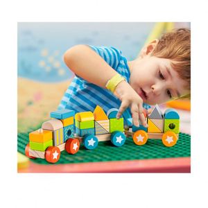 Multi-förmige Blöcke Holz spielzeug Bahngleise mit aufregenden Optionen zur Verbindung - Product Image 1