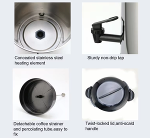 Dispensador de café tipo urna de acero inoxidable de 6 litros (100 tazas) — Cafetera comercial y para catering - Product Image 5