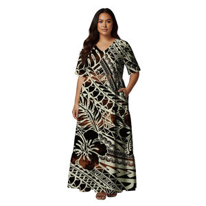 Abiti Lunghi Eleganti con Scollo a V per Feste Serali, Design <span class=keywords><strong>Classico</strong></span> di Lusso, Stile Tribale Polinesiano Fiji, <span class=keywords><strong>Abbigliamento</strong></span> Elegante da Chiesa Samoa per Donne Taglie Forti - Product Image 6
