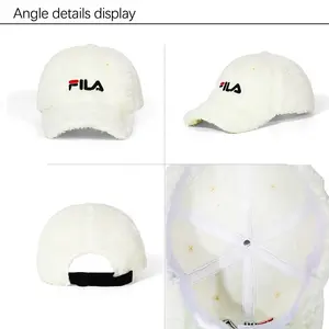 Sombrero de papá personalizado de 6 paneles con logotipo bordado, gorra de béisbol de lana de cordero de Cachemira gruesa esponjosa estructurada, gorra de golf de tamaño ajustable