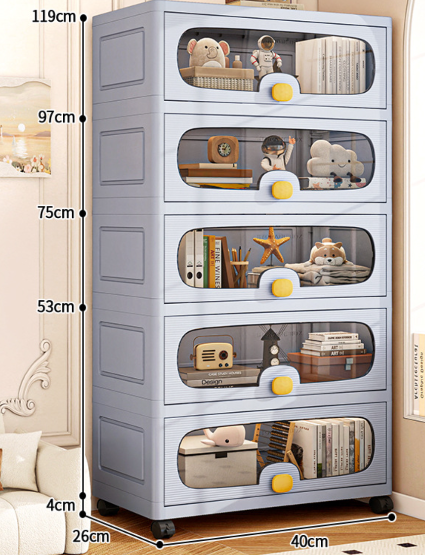 40cm new flip storage cabinet [blue - with universal wheels]