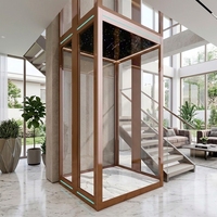 Ascenseur panoramique pour villa à usage familial, avec panneau en verre pour palier, fermeture silencieuse et douce, conception sécurisée