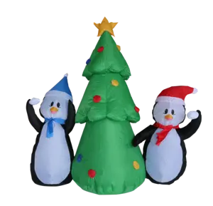 Engraçado Inflável Ao Ar Livre Dois Pinguim E Decorações Da Árvore de Natal