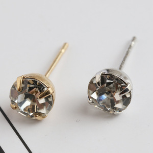 <b>Crystal</b> <b>Stud</b> <b>Earrings</b> Ball Shape Claw Setting 28K Gold White 16K Gold Silver Everyday Wear DIY Jewelry Accessories - Product Image 2
