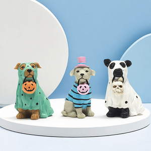 Figur Aksi Hewan Anjing Labu Hantu Halloween Kreatif, Dekorasi Meja Rumah, Kerajinan Resin Lucu, Patung Fashion - Product Image 4