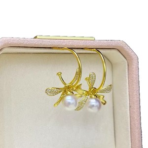 22612 Argent S925 Accessoires pour boucles d'oreilles DIY Perles rondes 8-10mm avec support vide pour clous d'oreille, nœud papillon et crochet - Product Image 5