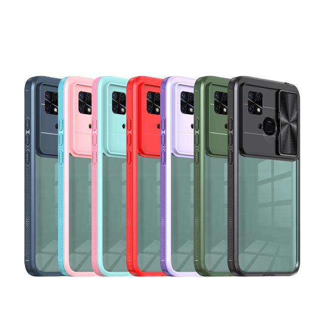 For Xiaomi Redmi Note 10 Pro Clear Phone Case Back Cover With Window Slide Camera Lens Protection for iPhone 14 15 16 Pro Max