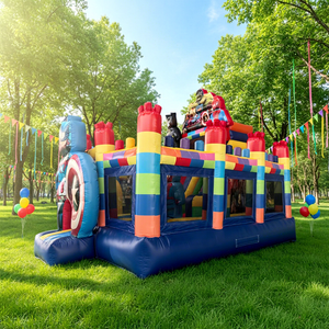 Château gonflable <span class=keywords><strong>Spiderman</strong></span> avec toboggan, combo gonflable super-héros, château gonflable unisexe avec toboggan, structure gonflable Moonwalk - Product Image 1