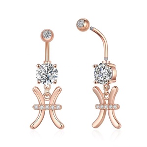 <span class=keywords><strong>Gaby</strong></span>'s último estilo Acero inoxidable Zodiaco ombligo anillo garra ajuste Piercing joyería para bodas - Product Image 6