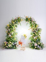 LQ LQHL004 Arche d'angle forestière pastorale avec fleurs artificielles pour la décoration de fond de cérémonie de mariage ou d'événement
