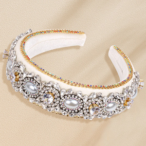 Diadema de diamantes de imitación Hua Liyu, tocado de cristal barroco blanco y negro para mujer, accesorios para el cabello de novia - Product Image 3