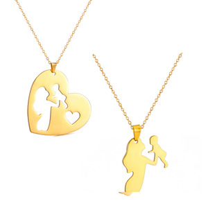 Perhiasan modis ibu memegang anak bentuk hati cinta liontin liontin kalung kustom hadiah Hari Ibu - Product Image 4