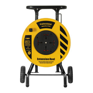 Fil d'extension d'enrouleur de câble robuste 30m <span class=keywords><strong>50m</strong></span> 4 gangs bobine de cordon de prise universelle <span class=keywords><strong>sur</strong></span> roues câble d'alimentation utilisation extérieure rétractable - Product Image 2