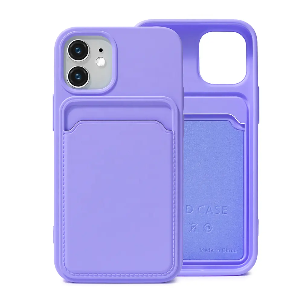 Capa de telefone tpu de cor fosca, 1.5mm, com suporte para cartão, cor pastel, capa de telefone para iphone 12 6.1