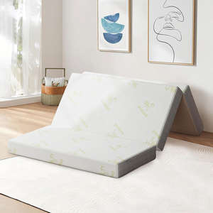 Colchón de espuma viscoelástica triple con funda de bambú, cama <span class=keywords><strong>plegable</strong></span> portátil para el hogar y los viajes, malla transpirable y base antideslizante - Product Image 1