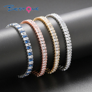 Hip Hop 2,5*5mm geométrico aleatorio helado Aaa Cubic Zirconia tenis pulsera gargantilla collar conjunto nupcial boda joyería Mujer - Product Image 4