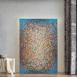Cuadro de Lienzo Abstracto Moderno de Gran Tamaño Personalizado, Pintura al Óleo Colorida Hecha a Mano al Estilo Jackson Pollock, Decoración Metálica para Colgar en Casa - Product Image 3