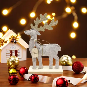 क्रिसमस उपहार के लिए गर्म बिक्री क्रिसमस टेबल सजावट लकड़ी क्रिसमस हिरण