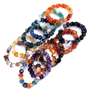 8-12mm Forma Irregular Amorfa Chakra Colorido Misto Ágata Cura Reiki Pedra Natural Amor Energia Pulseira