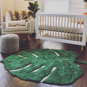 Tappeto a foglia verde in poliestere ad alta densità lungo in peluche con tecniche ricamate <span class=keywords><strong>per</strong></span> la <span class=keywords><strong>camera</strong></span> da letto o il bagno della ragazza - Product Image 3