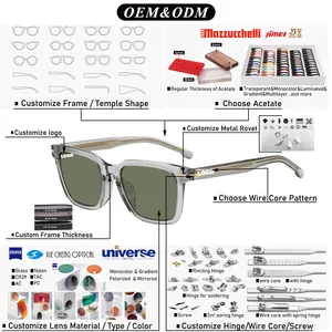 2024 nuova tendenza coreana UV400 occhiali da sole polarizzati retrò stile quadrato titanio acetato cornice ottica lusso uomo donna