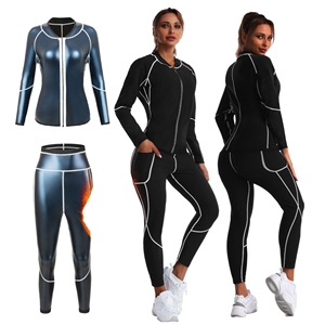 Veste de sauna pour femme avec logo personnalisé, combinaison amincissante pour la maison, col rond, manches longues, ensemble de sport - Product Image 1