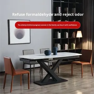 Ensemble de table à manger à pieds en métal en marbre pour la maison de restaurant conçu par un designer - Product Image 5