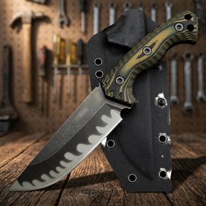 Cuchillo de camping GACI ST-22525 OEM de acero inoxidable de grado industrial con hoja fija, mango G10, borde recto de 25 mm, 20 cm, para bolsillo, 6 unidades - Product Image 3