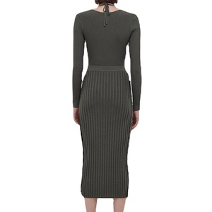 Nuevo Vestido de Punto Elegante y Cómodo de Manga Larga con Aberturas y Cuello en V - Product Image 4