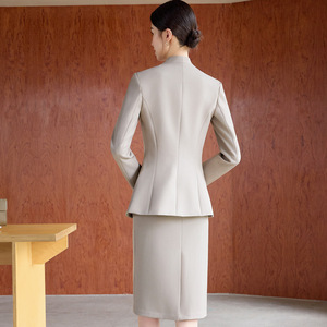 Women's Suit <b>Set</b> Black Midi Skirt Full Sleeve <b>Blazer</b> Anti-Wrinkle Office Lady Workwear Professional Dress - Product Image 3