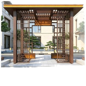 Pabellón de Aluminio de Cuatro Esquinas New Direction, Gazebo Chino Moderno para Jardín y Patio, Protección Solar para Exteriores - Product Image 1