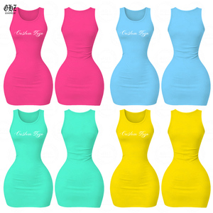 Abiti Corti Sexy da Donna Y2K con Logo Ricamato Personalizzato, Vestiti Aderenti Senza Maniche, Abiti Slip Semplici, <span class=keywords><strong>Abito</strong></span> <span class=keywords><strong>Canotta</strong></span> - Product Image 1