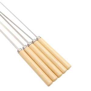 Vente en gros 33CM bâtonnet de Brochettes de Barbecue en acier inoxydable, bâton de Brochettes de Barbecue réutilisable avec manche en bois - Product Image 5
