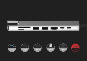 <span class=keywords><strong>USB</strong></span> tipo <span class=keywords><strong>C</strong></span> Hub 8 in 1 <span class=keywords><strong>USB</strong></span> 3.0-<span class=keywords><strong>C</strong></span> Hub 4K <span class=keywords><strong>HDMI</strong></span> portatile PD ricarica rapida Docking Station <span class=keywords><strong>adattatore</strong></span> multiporta - Product Image 2