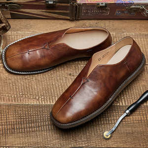 Men's Designer Casual Shoes - Summer Style, Genuine Leather, Retro Leather Footwear - Product Image 4