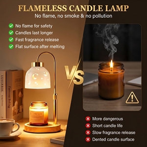 Lámpara Calentadora <span class=keywords><strong>de</strong></span> Velas <span class=keywords><strong>de</strong></span> Metal Blanco con Pintura Horneada <span class=keywords><strong>de</strong></span> Larga Duración y Resistente a la Decoloración para Decoración <span class=keywords><strong>de</strong></span> Habitaciones <span class=keywords><strong>de</strong></span> Estilo Neutral, Crema y Dark Academia - Product Image 4
