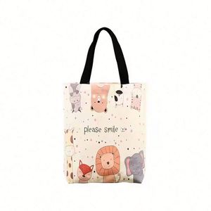 Natural <b>Extra</b> <b>Large</b> Canvas Tote Bag Custom Cartoon Pattern Stylish Reusable Shoulder Shopping Gift with Logo <b>Printing</b> - Product Image 5