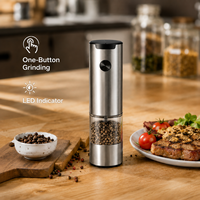 Moulin à poivre électrique avec noyau en céramique, moulin à épices à piles, moulin à broyer à un bouton avec lumière LED pour poivre, sel, cumin