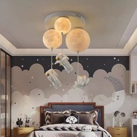 Lampe LED 3D Astronaute de Dessin Animé, Pendentif Lune, Style Crème, pour Chambre d'Enfant, Alimentation CA, IP44
